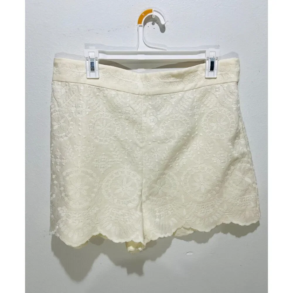 Zara collection embroidered bermuda short suit linen blend cottage women XL New